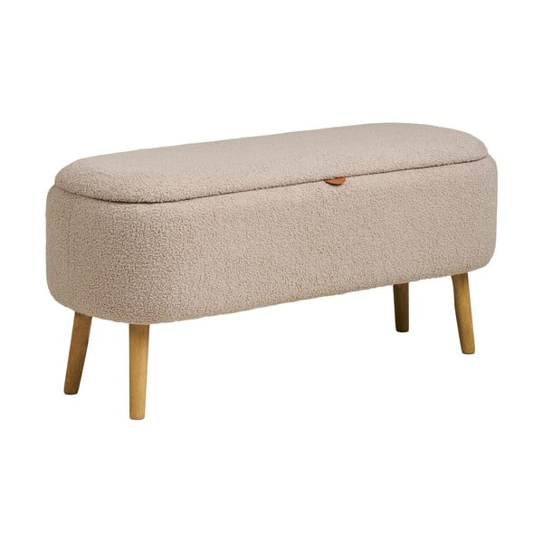 Bancă bej cu tapițerie din țesătură bouclé Harlow – House Nordic-image-3