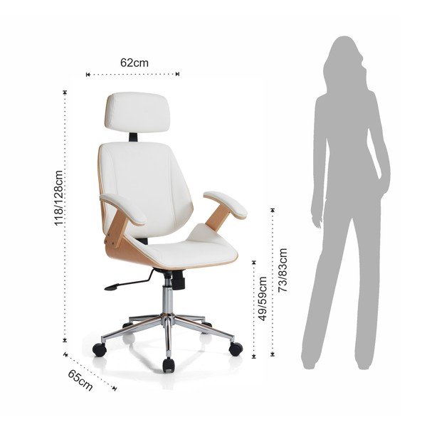 Scaun de birou alb din imitație de piele Visby – Tomasucci-image-4