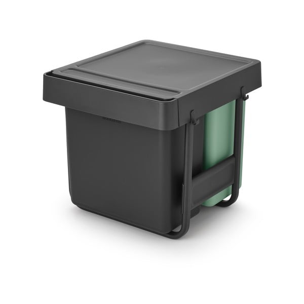 Coș de gunoi verde mentă/gri închis de reciclat/ încorporat din plastic 40 l Sort&Go – Brabantia-image-4