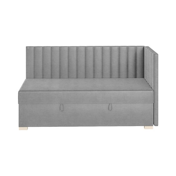 Pat pentru copii  gri pe colț cu spațiu de depozitare cu saltea 90x200 cm Snugi – Ghado