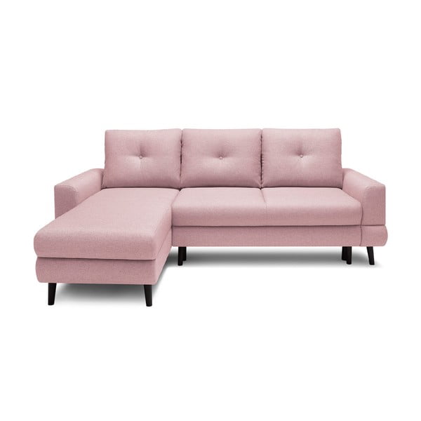 Canapea extensibilă cu șezlong pe partea stângă Bobochic Paris Calanque, roz deschis
