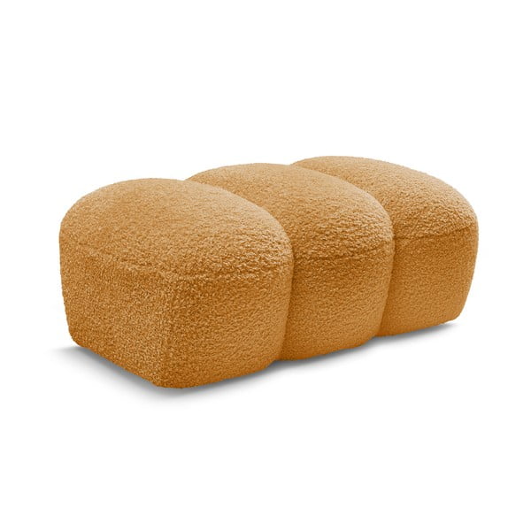 Taburet galben muștar cu tapițerie din țesătură bouclé Hippolyte – Bobochic Paris-image-3