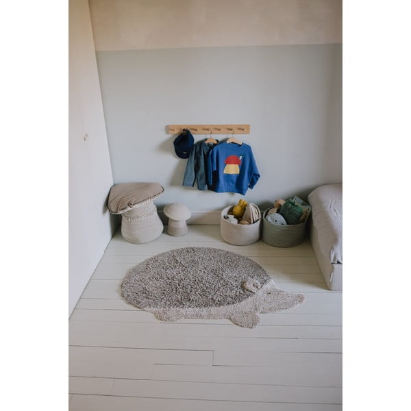 Covor pentru copii gri lavabil/țesut manual din bumbac 90x130 cm Hedgehog – Lorena Canals-image-1