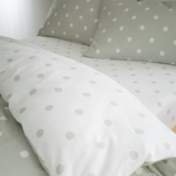 Cearceaf alb-verde din flanelă cu elastic 150x200 cm Polka Dot – Catherine Lansfield-image-2