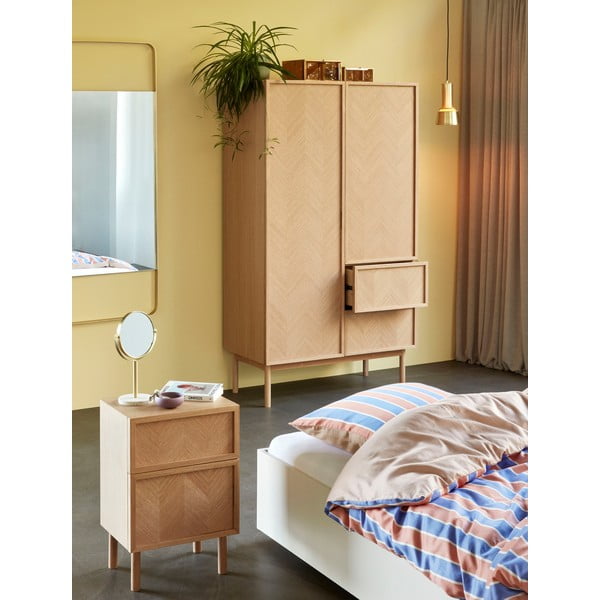 Lenjerie de pat din bumbac satinat Hübsch Sandra, 140 x 200 cm, albastru - portocaliu-image-1