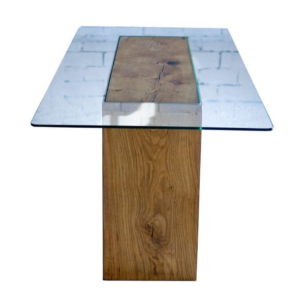 Masă din lemn de stejar și sticlă FLAME furniture Inc. Amorphous, 80 x 210 cm