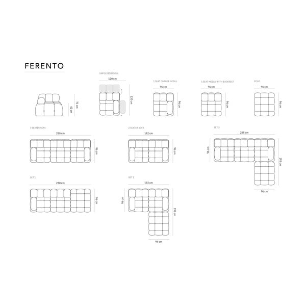 Taburet modular gri deschis Ferento – Cosmopolitan Design-image-4