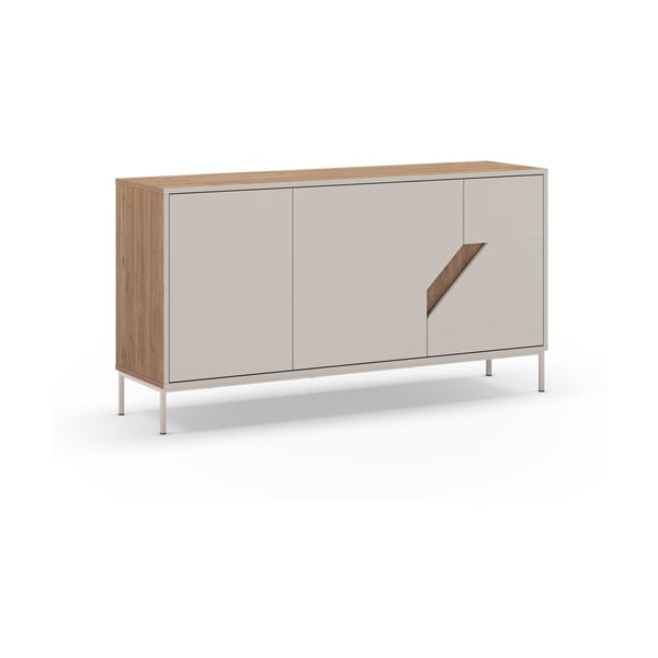 Comodă crem/în culoare naturală cu aspect de lemn de stejar 150x80x40 cm Lilou – Marckeric