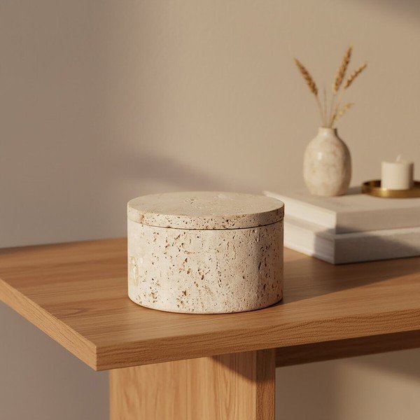 Cutie de depozitare în culoare naturală din piatră decorativă ø 14x8 cm Tibor – Premier Housewares-image-3