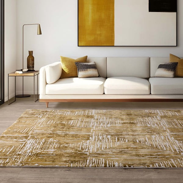 Covor auriu 120x170 cm Kuza Lines Gold – Asiatic Carpets-image-1
