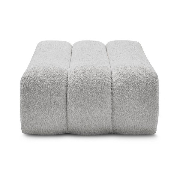 Taburet gri deschis cu tapițerie din țesătură bouclé Azra – Bobochic Paris-image-4