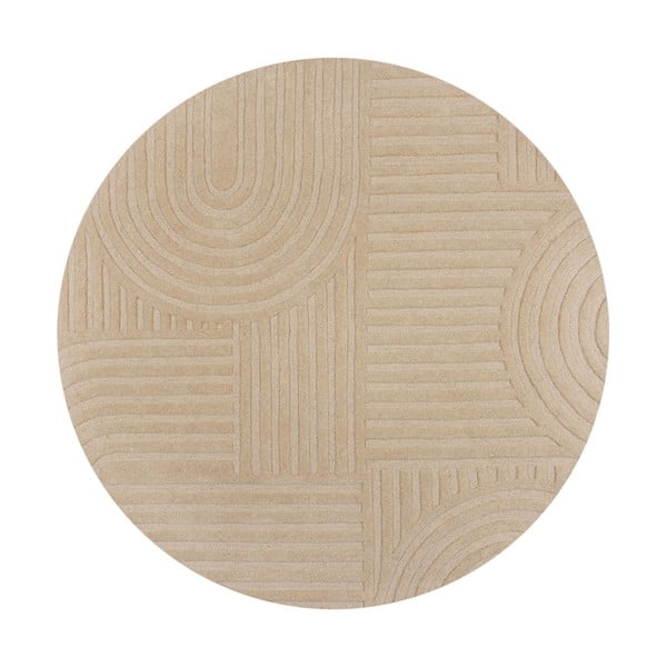 Covor bej rotund din lână ø 160 cm Zen Garden - Flair Rugs