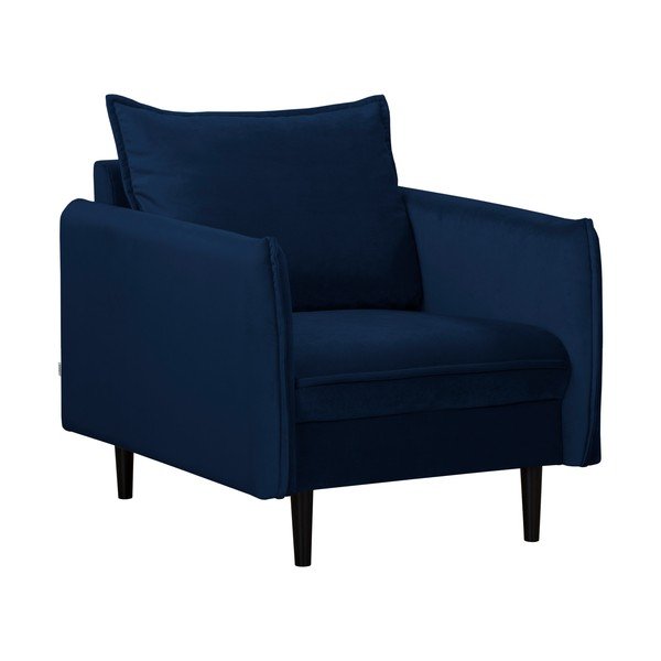 Fotoliu albastru închis cu tapițerie din catifea Juli – Ropez