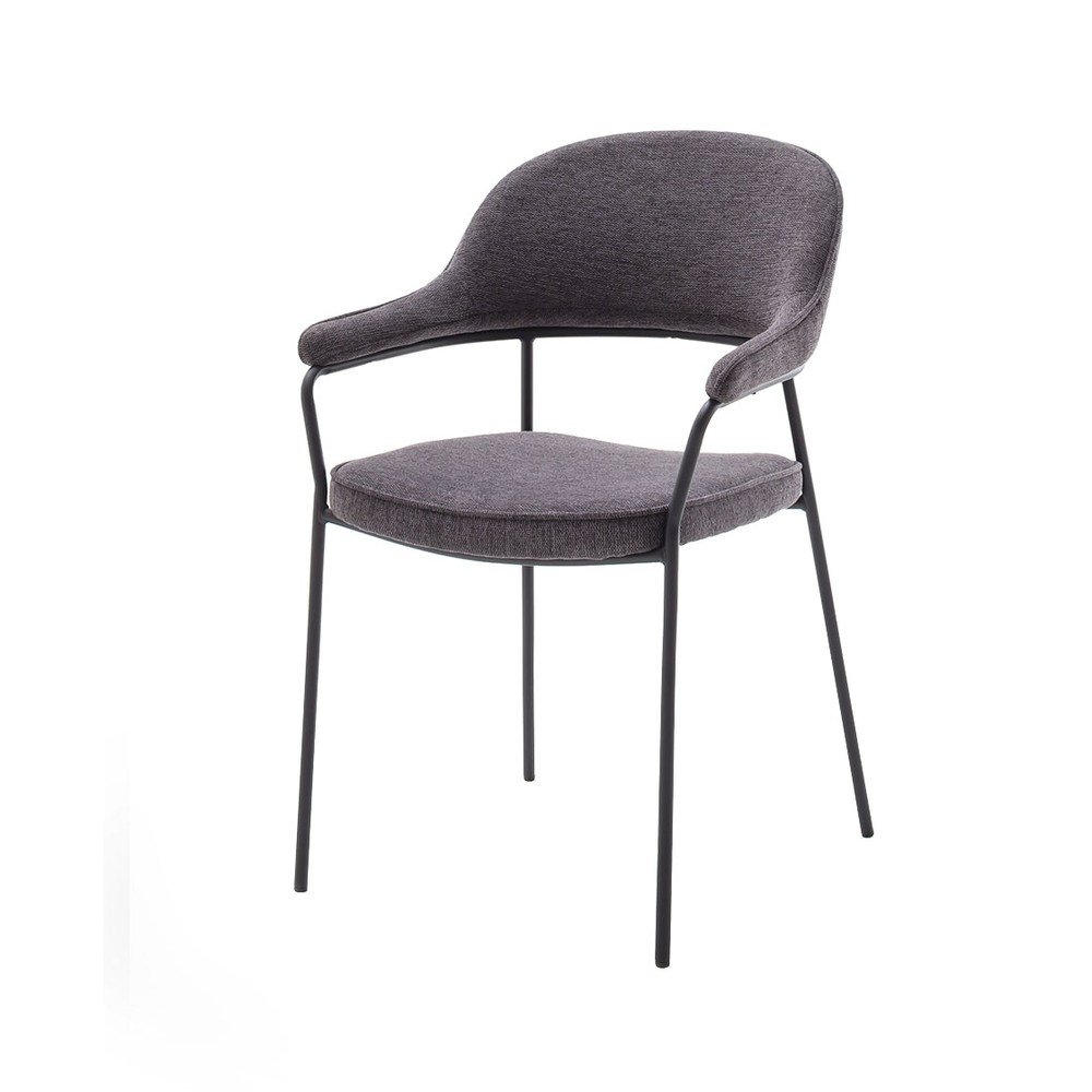 Scaun de dining gri închis cu cotiere Kindersley – Unique Furniture