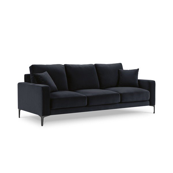 Canapea cu tapițerie din catifea Kooko Home Harmony, 220 cm, albastru închis-image-3