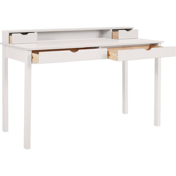 Birou din lemn de pin cu sertar Støraa Gava, alb-image-2