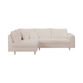 Colțar bej cu tapițerie din stofă bouclé (cu colț pe partea stângă) Ariella – Ropez