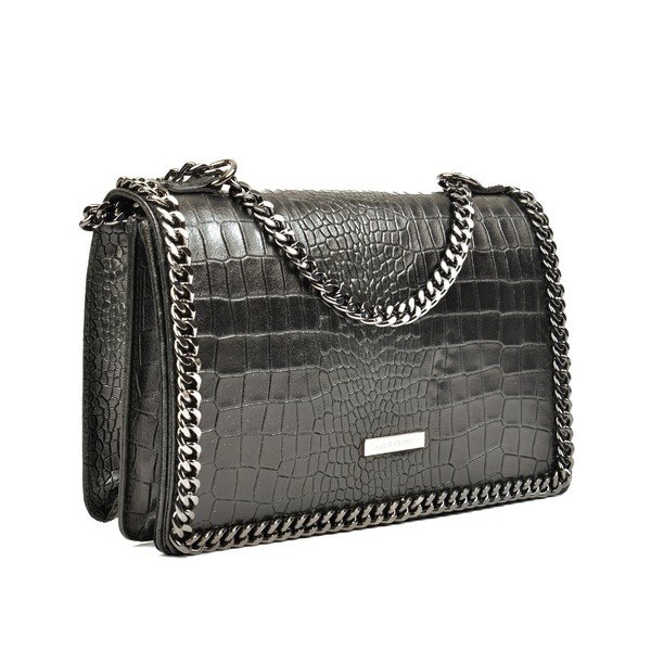 Geantă din piele Carla Ferreri Chain, negru-image-2