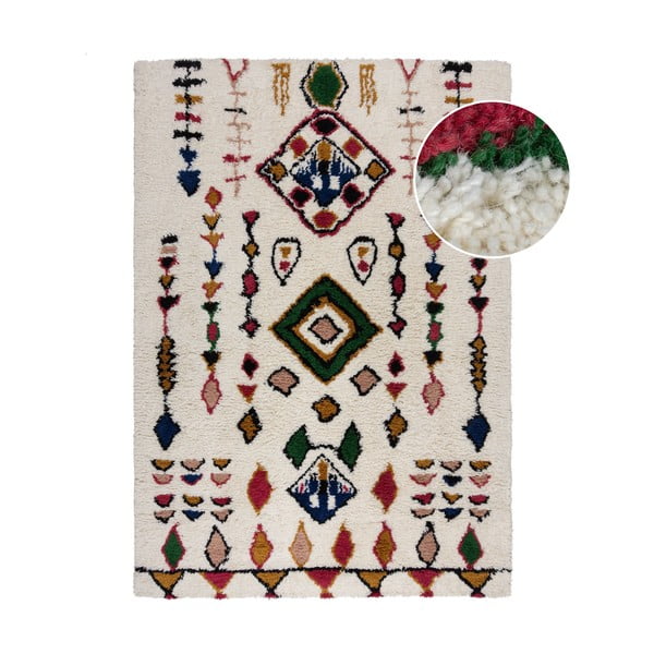 Covor crem țesut manual din lână 120x170 cm Moroccan Fes – Flair Rugs