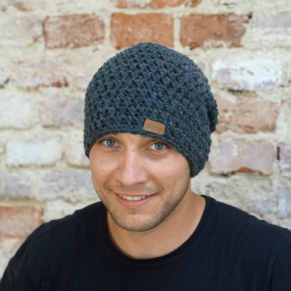 Căciulă tricotată manual DOKE Night, gri închis-image-1