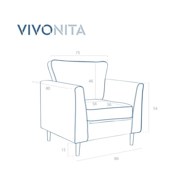 Fotoliu Vivonita Portobello, albastru-image-2