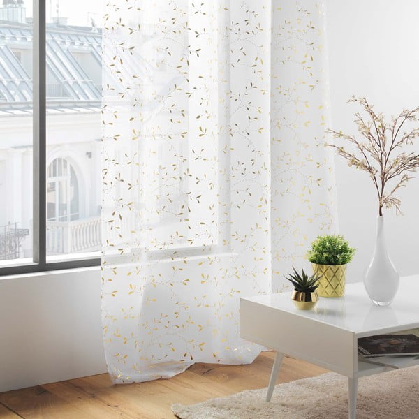 Perdea albă/aurie din voal 140x280 cm Floressia – douceur d'intérieur-image-3