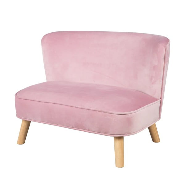 Canapea pentru copii roz-deschis cu tapițerie din catifea 70 cm Lil Sofa – Roba