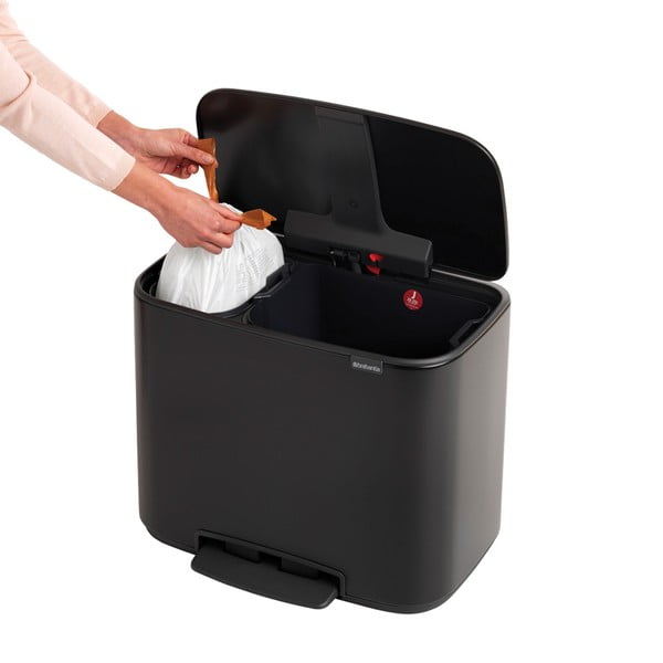 Coș de gunoi negru mat de reciclat/cu pedală din oțel 34 l Bo – Brabantia-image-2