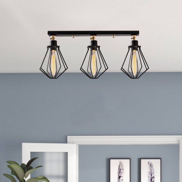 Plafonieră neagră/aurie cu abajur din metal ø 18 cm Oylat – Opviq lights-image-1
