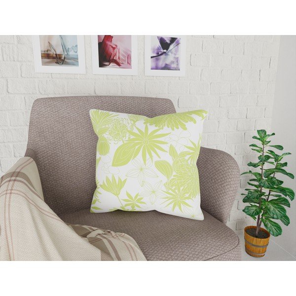 Față de pernă cu amestec din bumbac Vitaus Jungle Verde, 43 x 43 cm, verde lime - alb-image-1