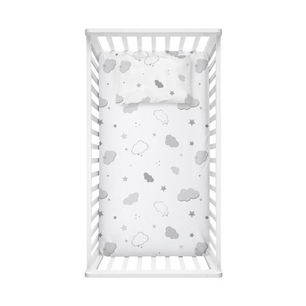 Cearceaf pentru copii alb din bumbac ranforcé pentru pătuț cu elastic 70x120 cm Bulut – Mijolnir