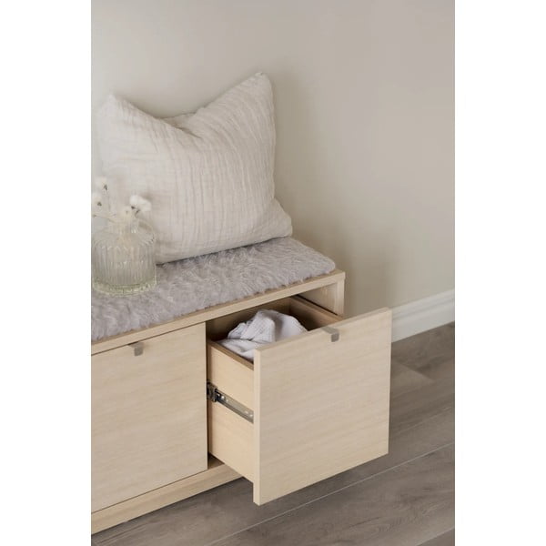 Pantofar gri/în culoare naturală cu bancă cu aspect de lemn de stejar Confetti – Rowico-image-3