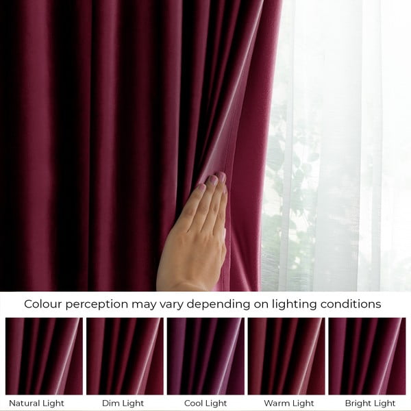 Draperie burgundy dimout (semi-opacă) din catifea 140x270 cm Eyelets – Restilo-image-4