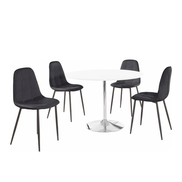 Set masă rotundă cu 4 scaune Støraa Terri, negru