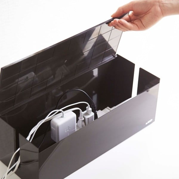 Cutie pentru încărcătoare și cabluri YAMAZAKI Web Cable Box, maro-negru-image-3