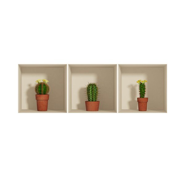 Set 3 autocolante Ambiance cu efect 3D Ambiance Cactus-image-3