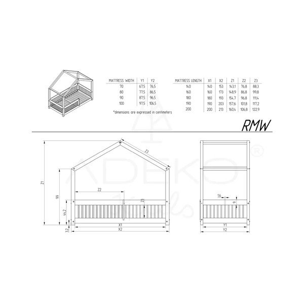 Pat pentru copii  în culoare naturală de tip casă/cu extensie suplimentară din lemn de pin cu spațiu de depozitare 140x200 cm Mila RMW – Adeko-image-4