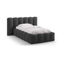 Pat gri antracit tapițat cu spațiu de depozitare cu somieră 90x200 cm Lupine – Micadoni 