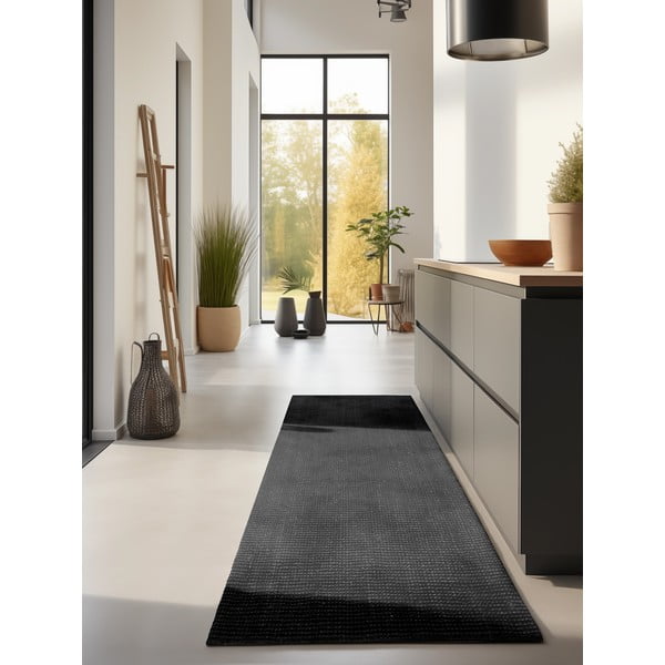 Covor tip traversă negru din iută 80x200 cm Bouclé – Hanse Home-image-1