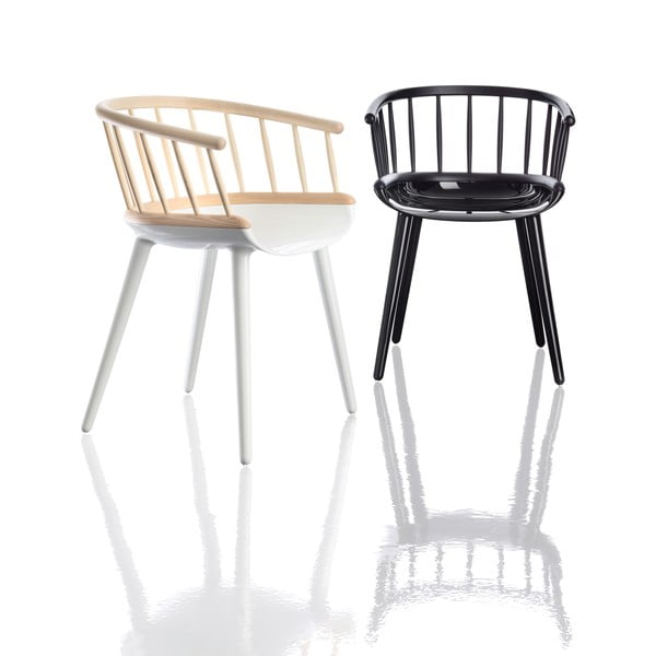 Scaun cu spătar din lemn de frasin Magis Cyborg, maro - alb-image-1