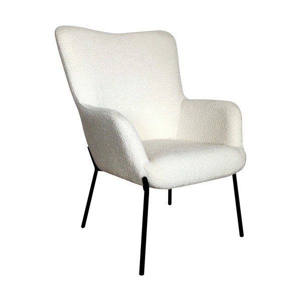 Fotoliu alb cu tapițerie din țesătură bouclé Glasgow  – House Nordic