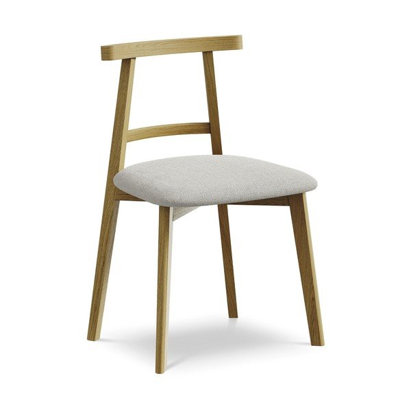 Scaun de dining gri deschis din lemn masiv Ohelo – Makamii