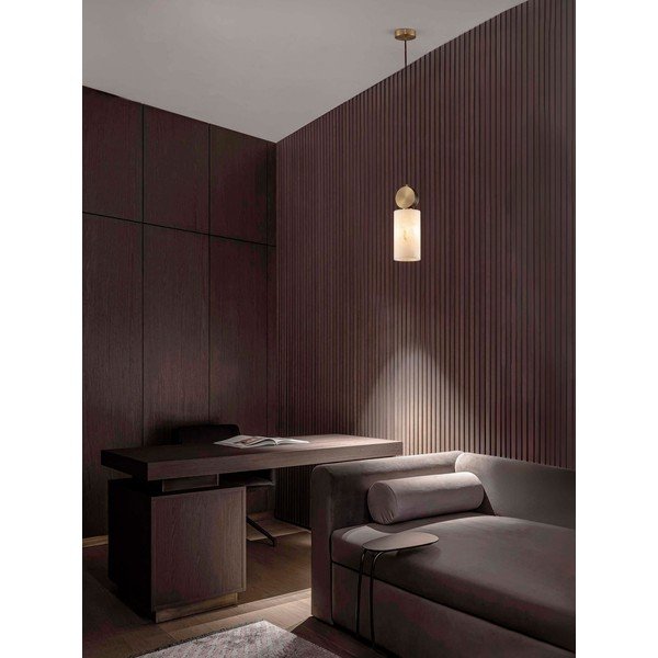 Lustră crem/alămie cu aspect de piatră ø 12 cm Maru – Nova Luce-image-1