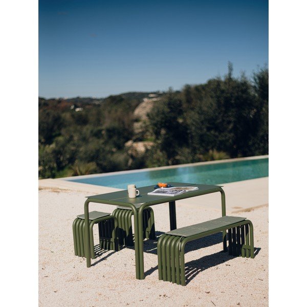 Bancă de grădină verde din metal Nokk – noo.ma-image-1