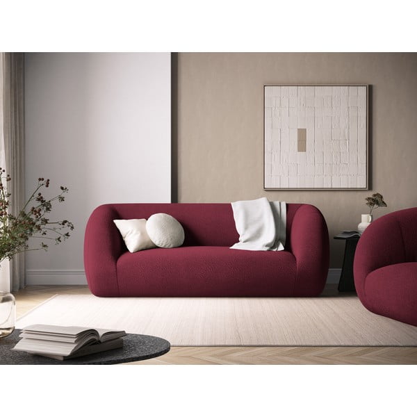 Canapea burgundy cu tapițerie din stofă bouclé 210 cm Essen – Cosmopolitan Design-image-1