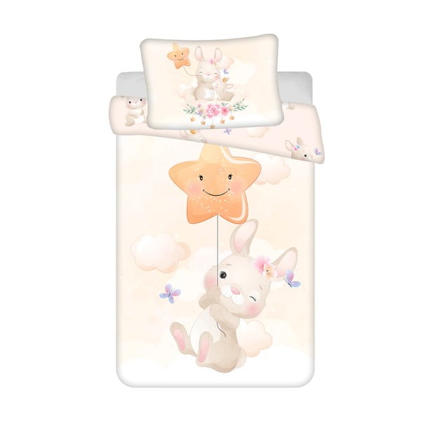 Lenjerie de pat pentru copii galbenă din bumbac pentru pătuț 100x135 cm Bunny "Star" – Jerry Fabrics