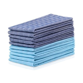 Set 10 prosoape de bucătărie din bumbac DecoKing Louie, 50 x 70 cm, albastru-turcoaz