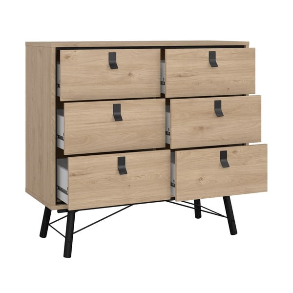 Comodă în culoare naturală joasă cu aspect de lemn de stejar 102x99 cm Ry – Tvilum-image-4