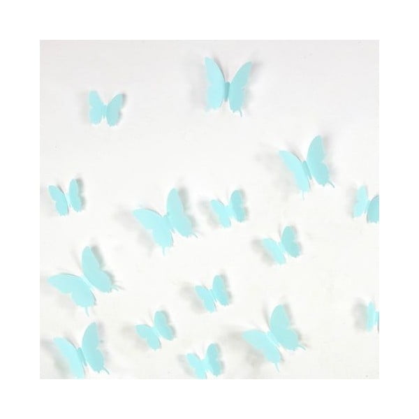 Set 12 autocolante 3D Ambiance Butterflies, turcoaz