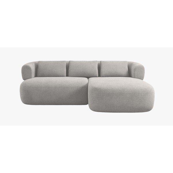 Colțar gri deschis cu tapițerie din țesătură bouclé (cu colț pe partea dreaptă/cu șezlong) Jenny – Micadoni -image-2